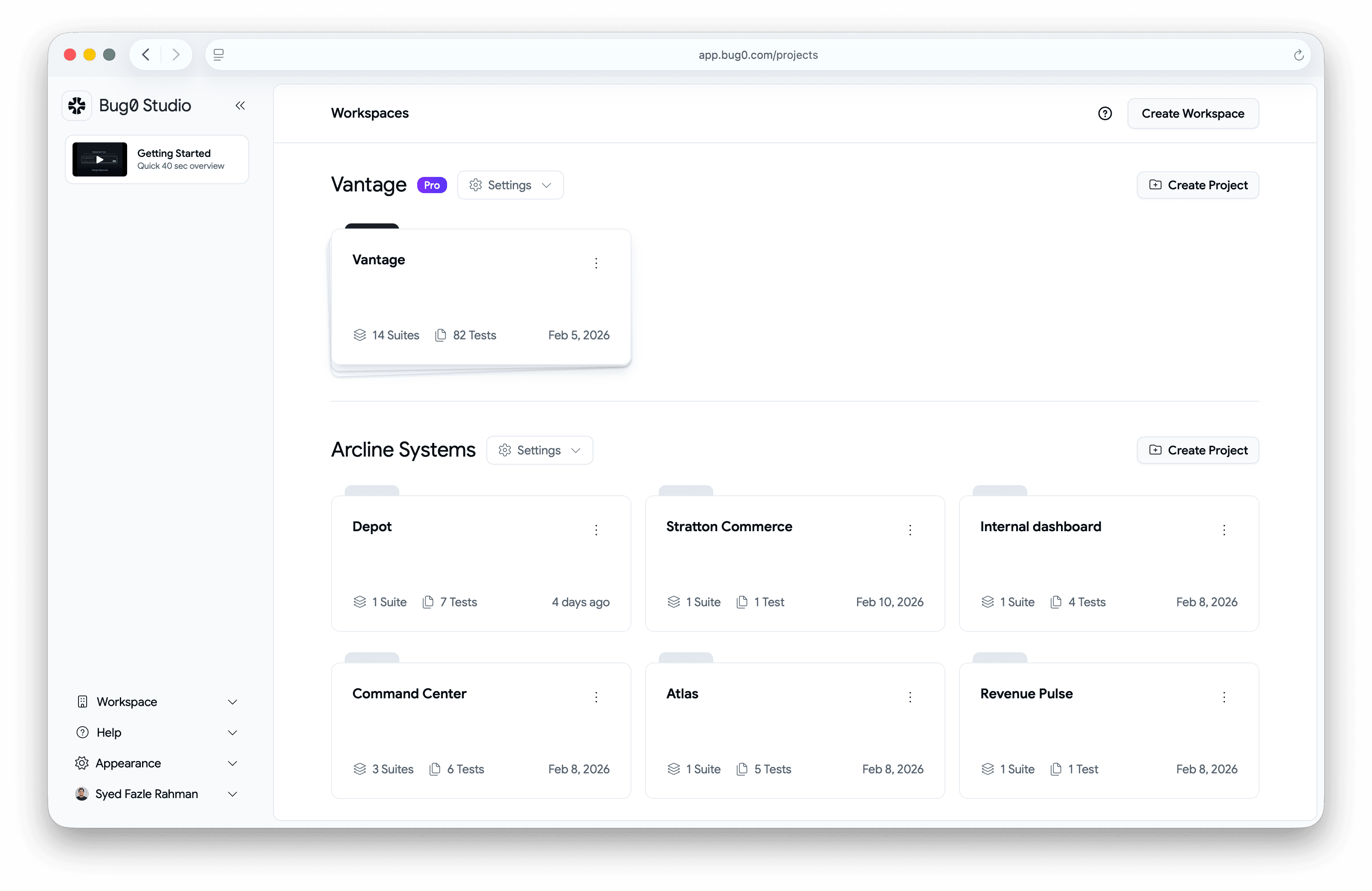 Bug0 test creation interface
