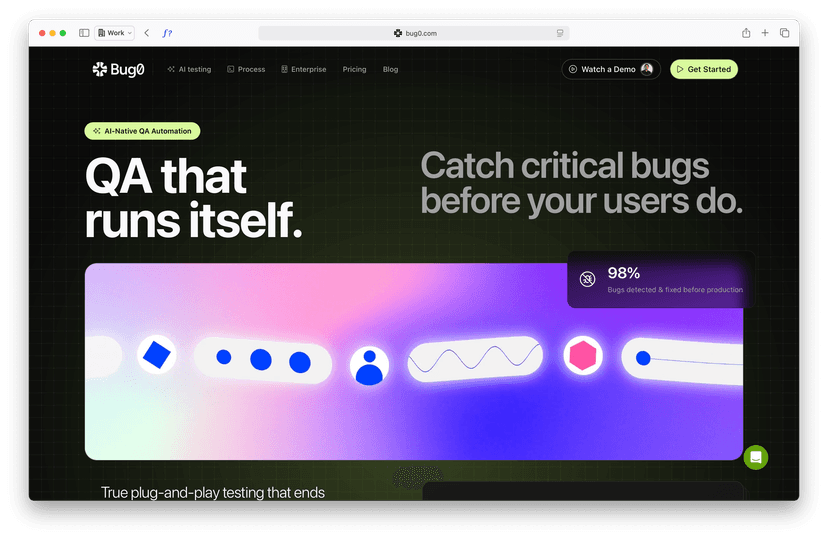 Bug0 homepage screenshot