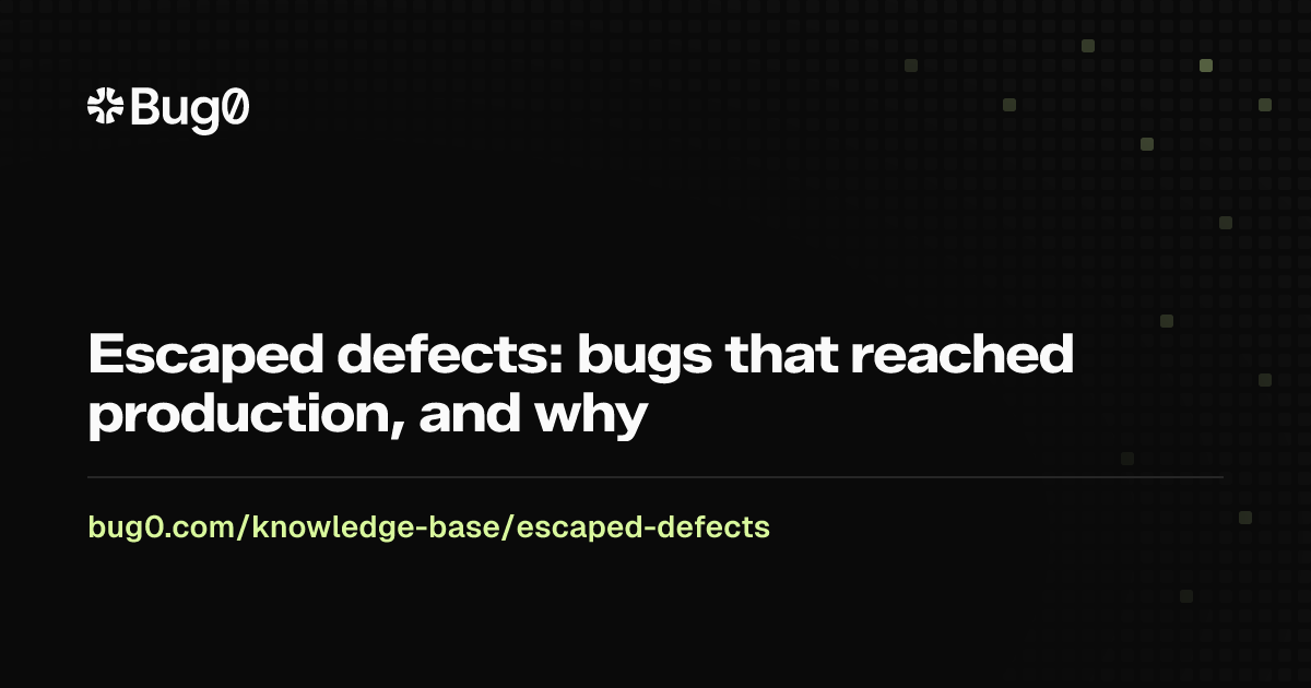Escaped defects: bugs that reached production, and why | Bug0
