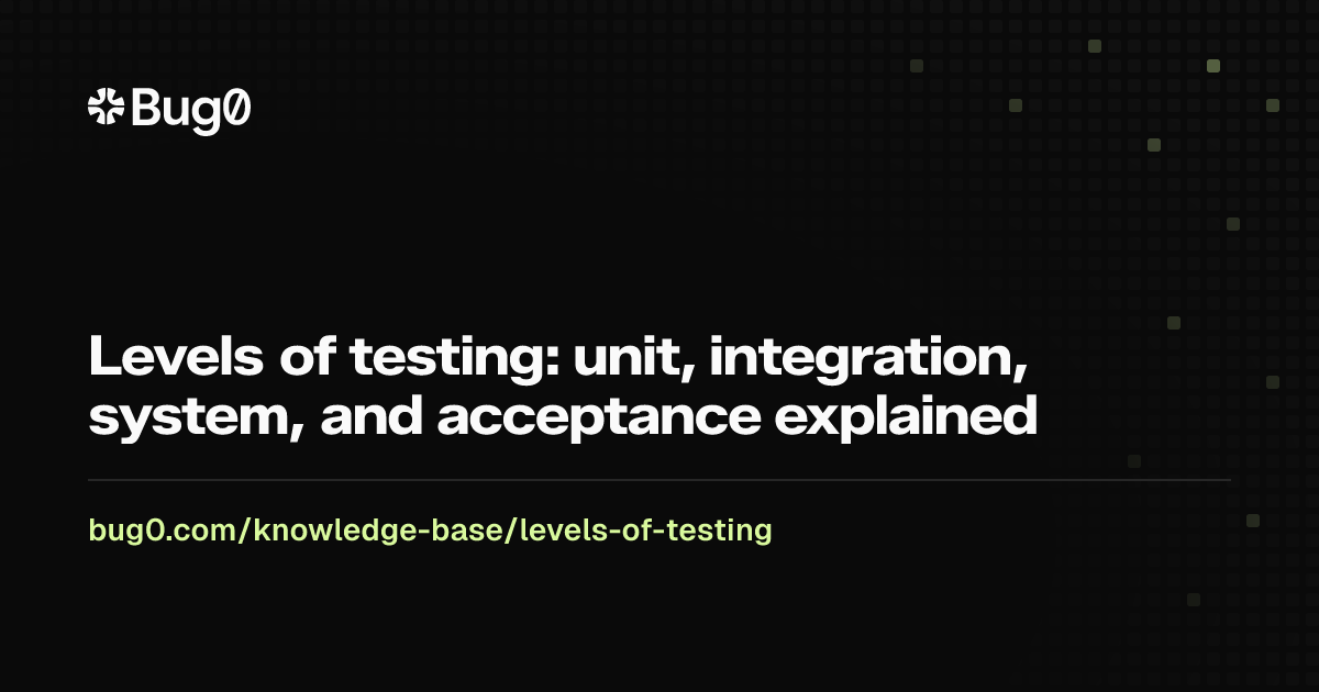 Levels of testing: unit, integration, system, and acceptance explained ...
